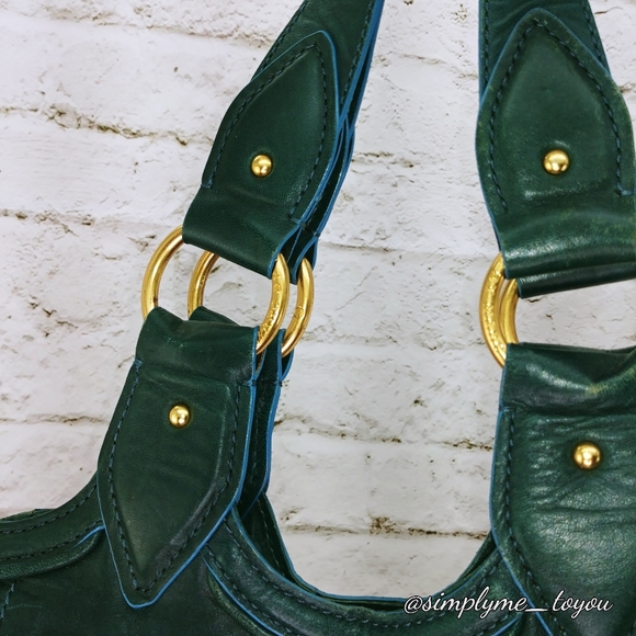 Marc Jacobs Distressed Green Leather Shoulder Bag - Picture 7 of 10